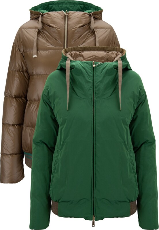 HERNO PI0014DNW 2155 Reversible Down Jacket-38 Caramello, Verde Poliammide, Poliestere, Acrilica, Lana, Elastan, Cotone, Piuma