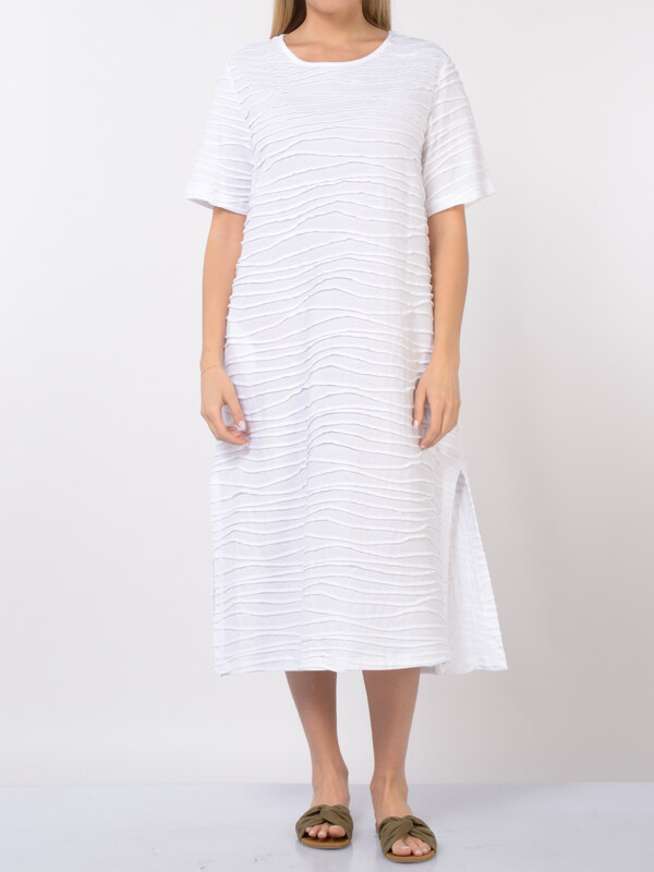 abito lungo da donna Jurere a manica corta con nervature jacquard