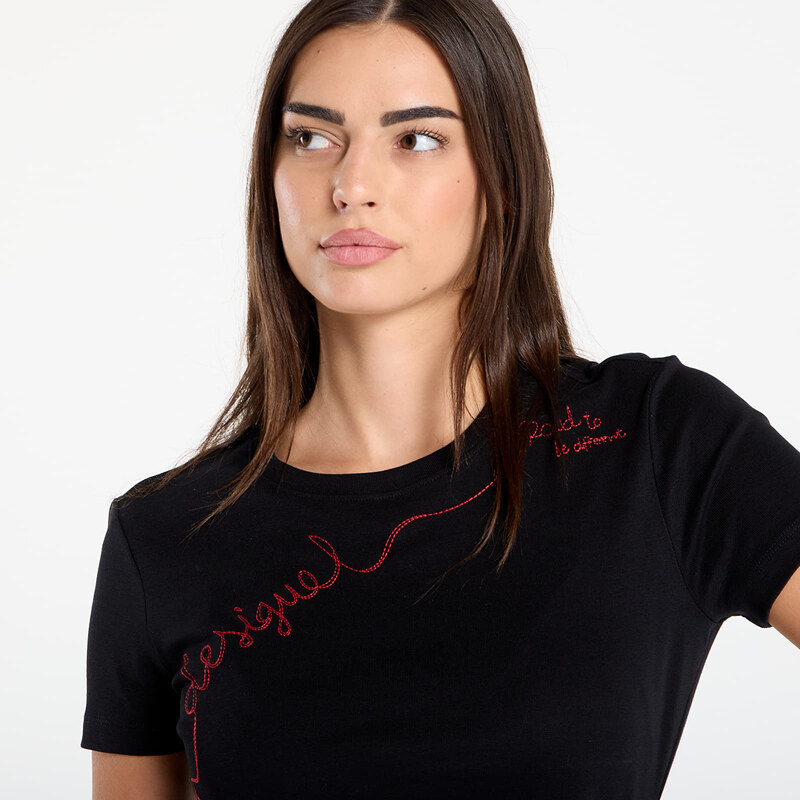 Maglietta Desigual T-Shirt With Embroidered Lettering Black M