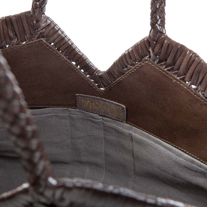 Vipera shopper NERUDA in pelle intrecciata grigio fog