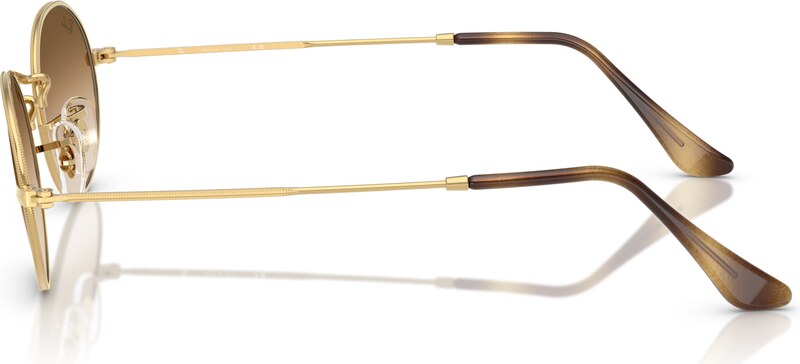 Ray - Ban Unisex Ray - Ban RB3547 OVAL 001/51 Occhiali da sole Metallo Oro Marrone Rotonda Normale Sfumato