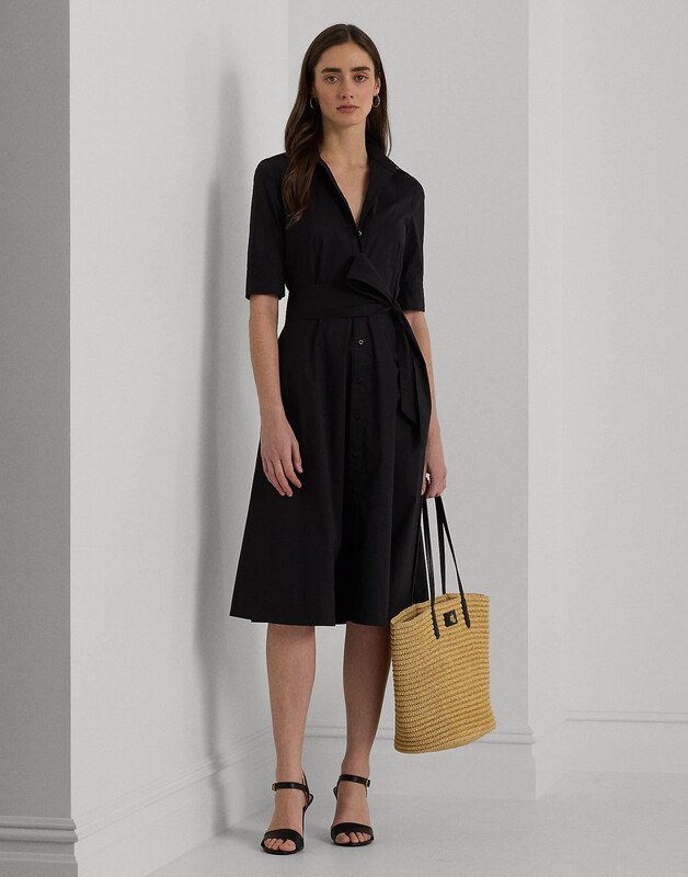 LAUREN RALPH LAUREN COTTON-BLEND SHIRTDRESS