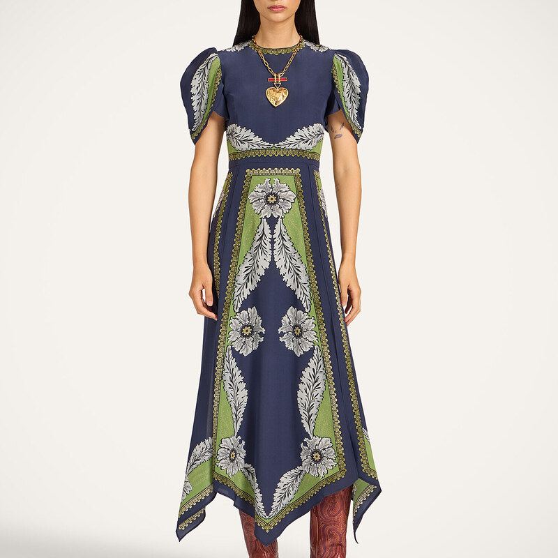 La DoubleJ Back In Stock gend - Cherie Scarf Dress Bounty Placée Navy XS 100% Silk