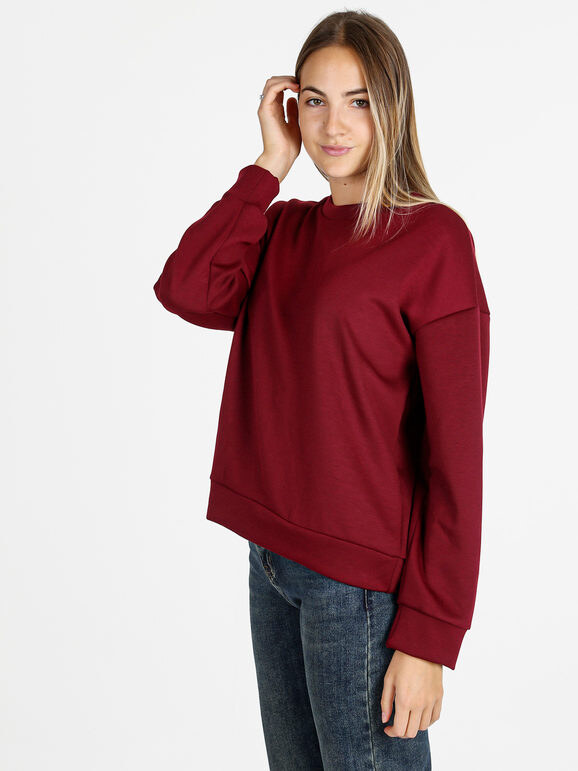 Solada Felpa Girocollo Da Donna Ovesize - Bordeaux Leggere Rosso Taglia Unica