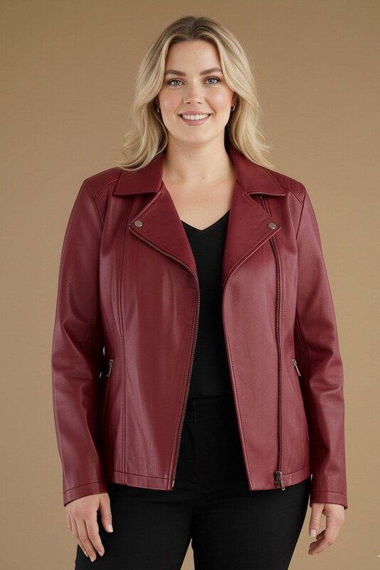 Giacca chiodo in pelle rosso vestibilità comfort D'Arienzo