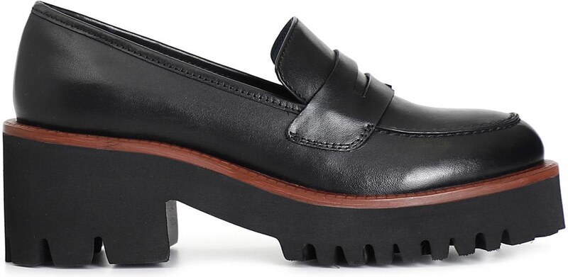 Mocassino donna CafèNoir in pelle con suola nera e guardolo colorato XV1230