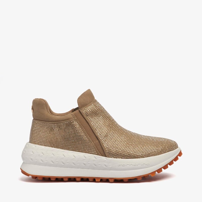 Fornarina Sneakers Double Beatle slip on con strass gold