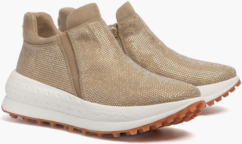 Fornarina Sneakers Double Beatle slip on con strass gold