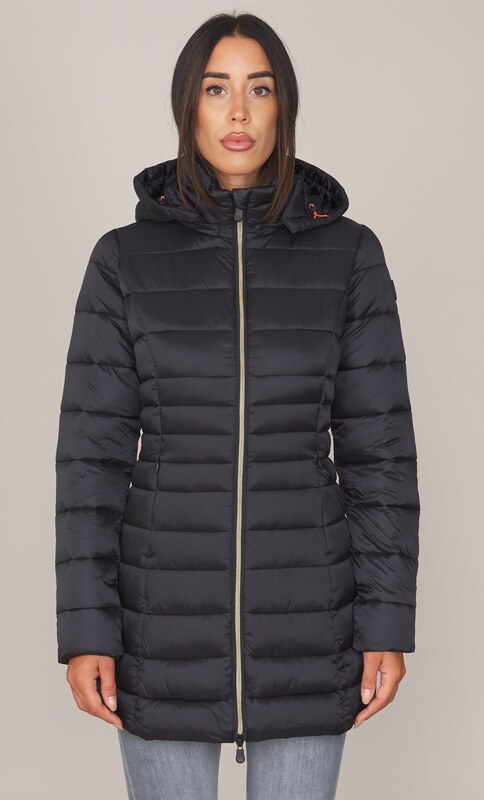 PIUMINO LUNGO SAVE THE DUCK TRAPUNTATO CON CAPPUCCIO REESE, Colore Nero