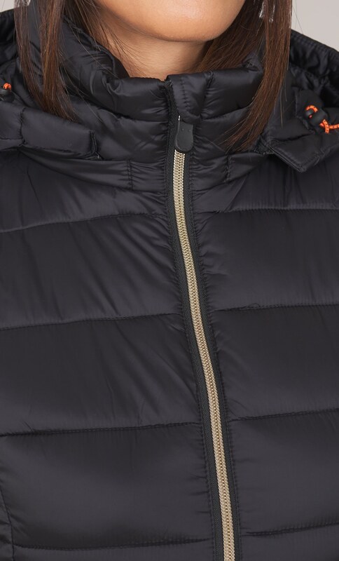 PIUMINO LUNGO SAVE THE DUCK TRAPUNTATO CON CAPPUCCIO REESE, Colore Nero