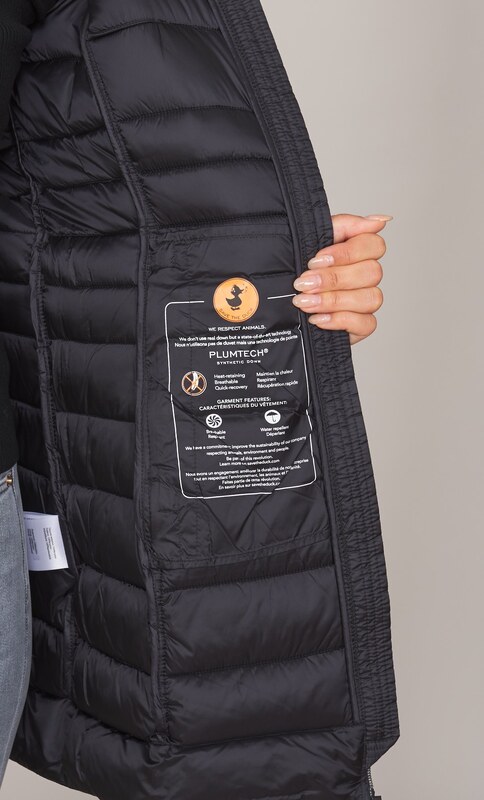 PIUMINO LUNGO SAVE THE DUCK TRAPUNTATO CON CAPPUCCIO REESE, Colore Nero