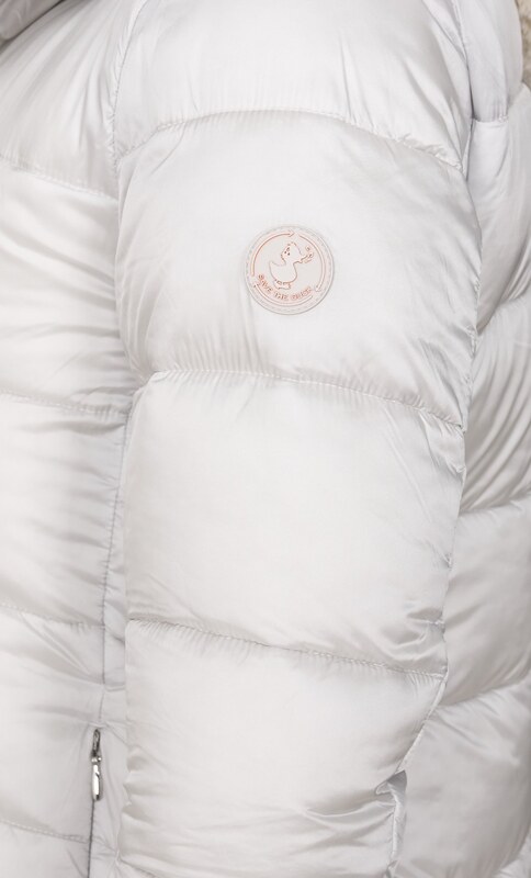 PIUMINO LUNGO SVASATO SAVE THE DUCK CON PELLICCIA ECOLOGICA MATILDA, Colore Ghiaccio