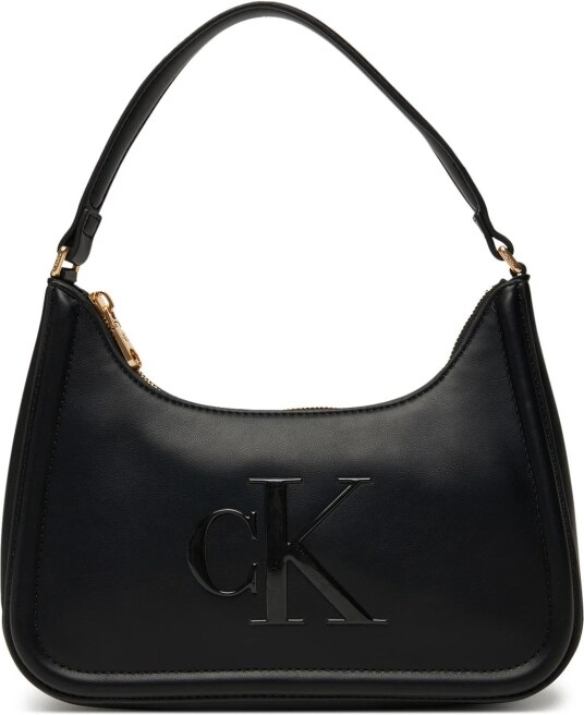Calvin Klein borsa nera donna in ecopelle a spalla logo sul davanti