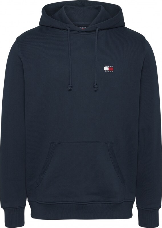 Tommy Jeans felpa blu navy uomo in cotone con cappuccio logo sul petto