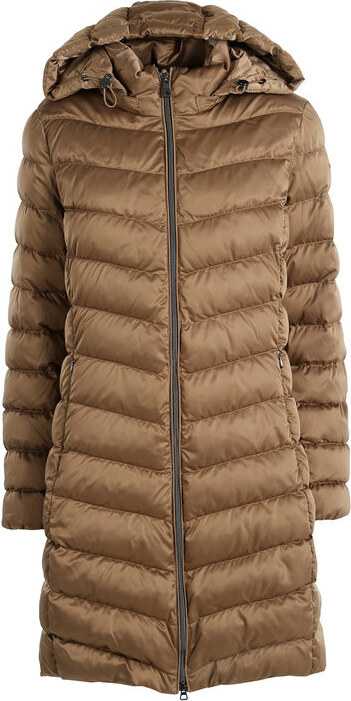 Geox Zosma Giubbotto Lungo Da Donna Con Cappuccio e Zip - Sabbia Giacconi Marrone Taglia 42