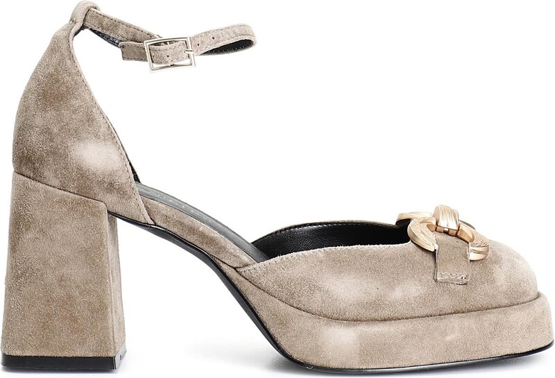 Cafènoir LD5030 Décolleté in camoscio con laccio e morsetto