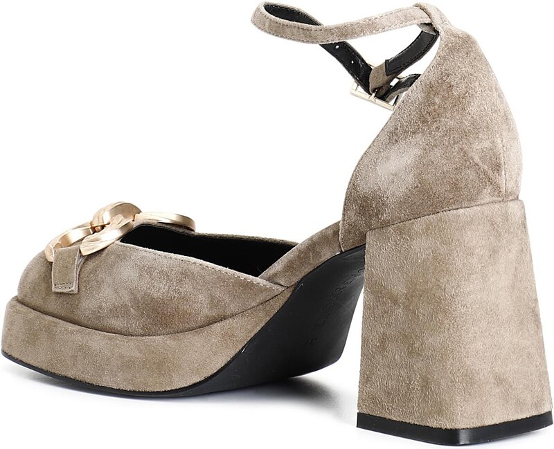 Cafènoir LD5030 Décolleté in camoscio con laccio e morsetto