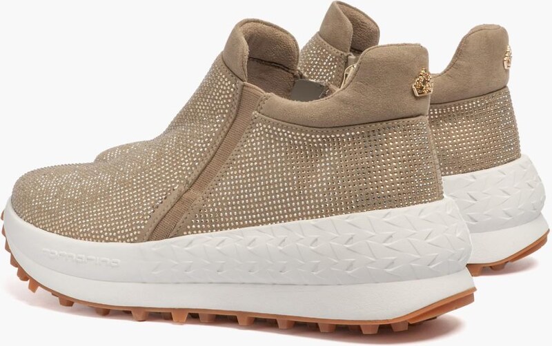 Fornarina Sneakers Double Beatle slip on con strass gold