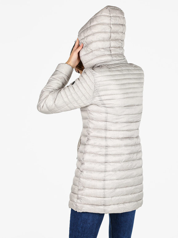 Mont Rose Giubbotto Lungo Da Donna Con Cappuccio e Zip - Beige Piumini Invernali Taglia 3xl