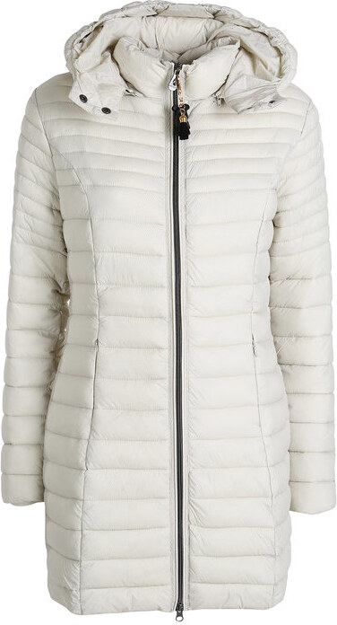 Mont Rose Giubbotto Lungo Da Donna Con Cappuccio e Zip - Panna Piumini Invernali Bianco Taglia Xxl