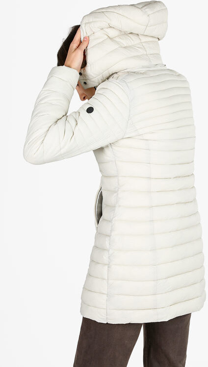 Mont Rose Giubbotto Lungo Da Donna Con Cappuccio e Zip - Panna Piumini Invernali Bianco Taglia Xxl