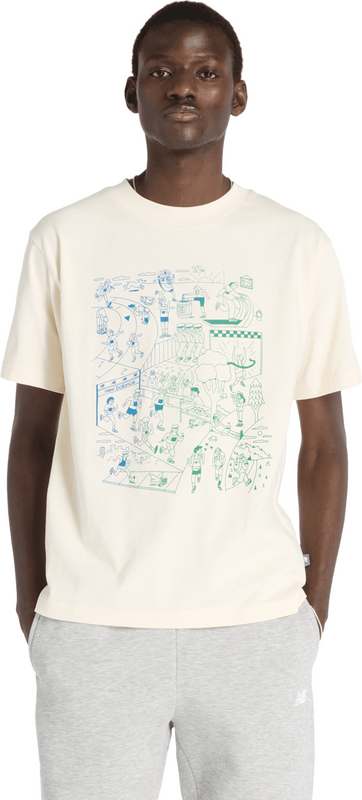 New Balance Athletics Run Mural T-shirt Uomo - Magliette Beige - Taglia XS - Jersey di cotone