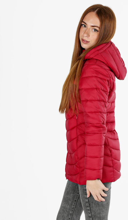 Flight Finery Giubbotto Lungo Da Donna Con Cappuccio e Zip - Rosso Giacconi Taglia 5xl