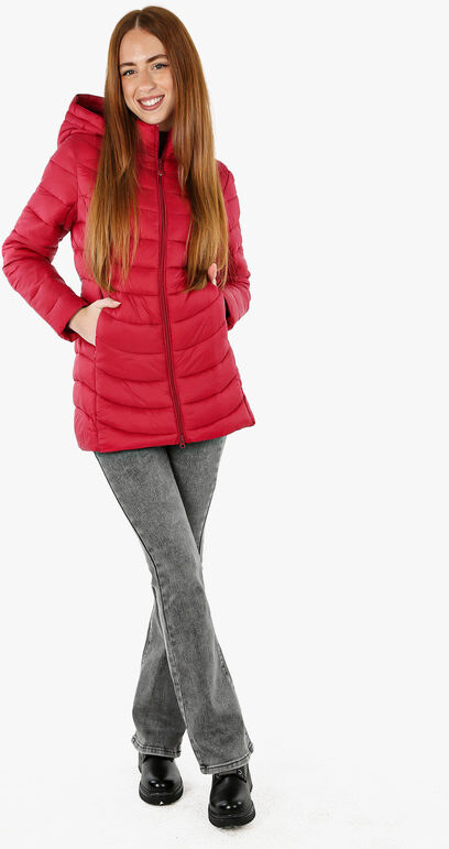 Flight Finery Giubbotto Lungo Da Donna Con Cappuccio e Zip - Rosso Giacconi Taglia 5xl
