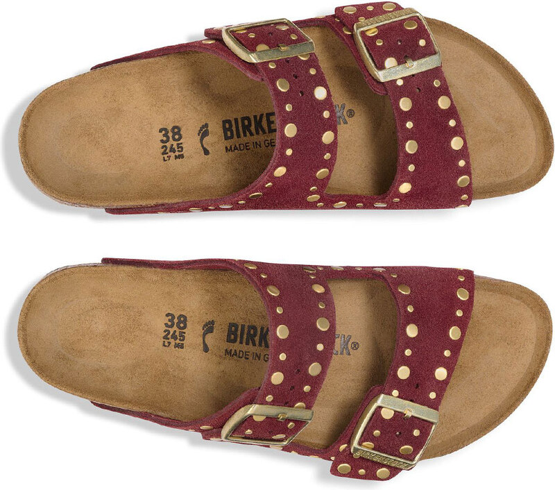 Birkenstock Arizona Rivet Suede Leather Regular Fit Donne - Sandali Birkenstock - Borgogna - 1030329-5