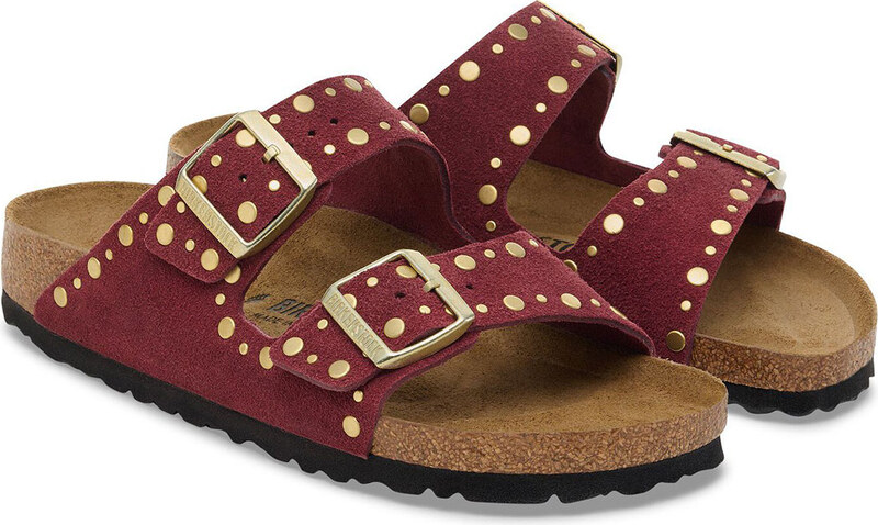 Birkenstock Arizona Rivet Suede Leather Regular Fit Donne - Sandali Birkenstock - Borgogna - 1030329-5
