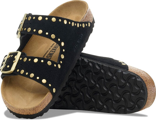 Birkenstock Arizona Rivet Suede Leather Regular Fit Donne - Sandali Birkenstock - Nero - 1030346-4.5