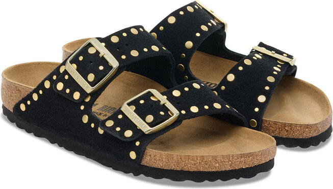 Birkenstock Arizona Rivet Suede Leather Regular Fit Donne - Sandali Birkenstock - Nero - 1030346-4.5