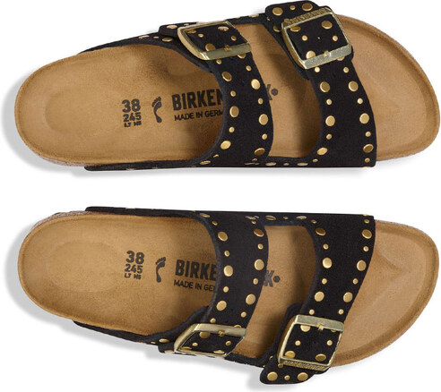 Birkenstock Arizona Rivet Suede Leather Regular Fit Donne - Sandali Birkenstock - Nero - 1030346-4.5