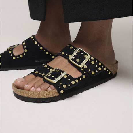 Birkenstock Arizona Rivet Suede Leather Regular Fit Donne - Sandali Birkenstock - Nero - 1030346-4.5