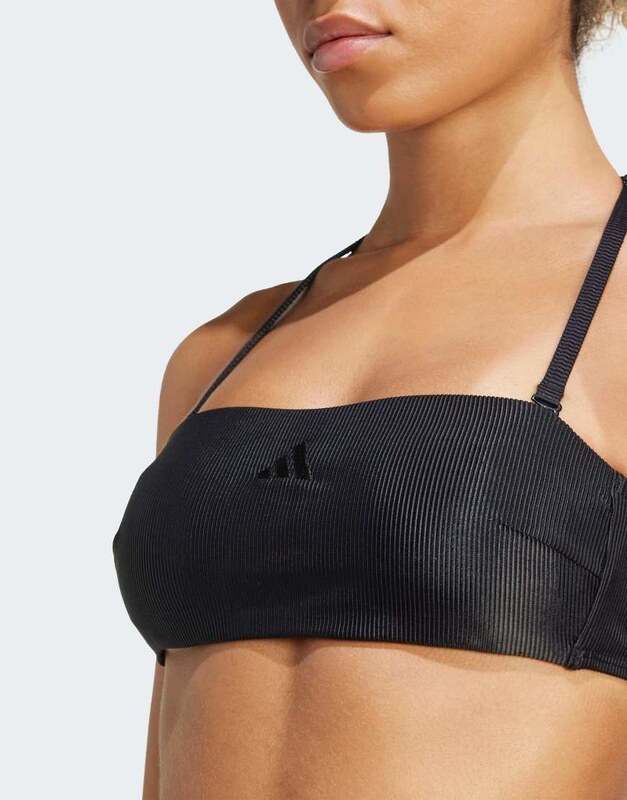 adidas Performance - Iconisea - Top bikini a fascia nero a coste imbottito