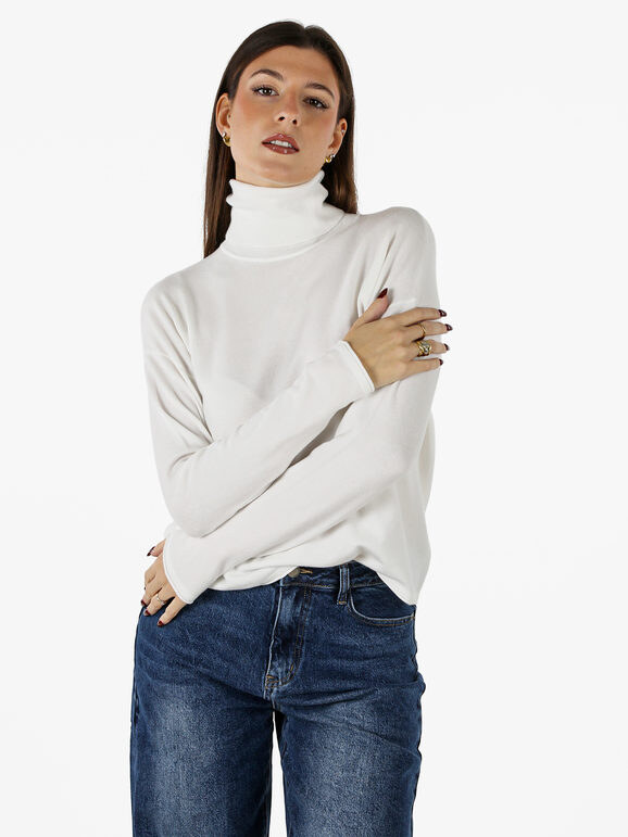 Baci & Abbracci Maglia Dolcevita Da Donna Tinta Unita - Bianco Pullover Taglia S