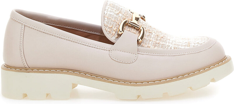 Mocassini Cipria con Fibbia Dorata e Suola Bianca LE HAVRE PARIS KMD25S1K