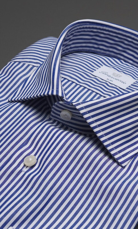 CAMICIA RIGA LARGA BRANCACCIO IN PURO COTONE NO STIRO - CELESTE, Colore Blu