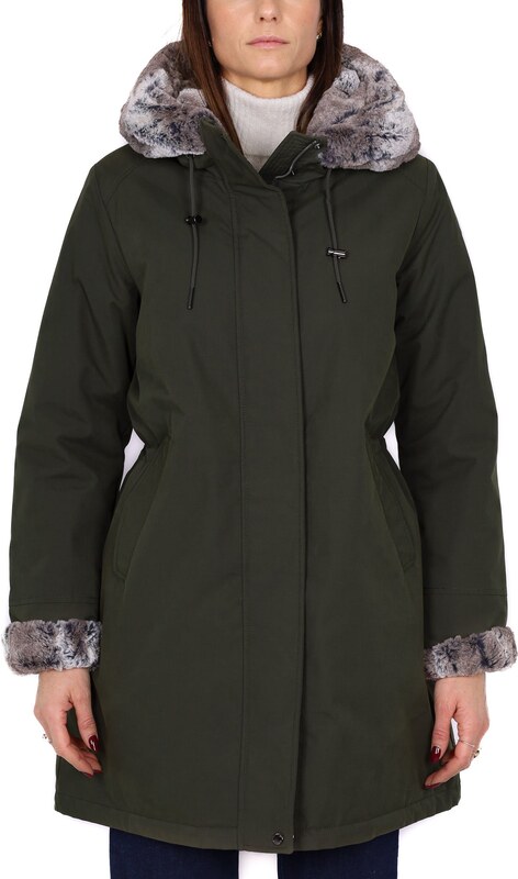 Canadiens GIACCA CON CAPPUCCIO E PELLICCIA SINTETICA VERDE