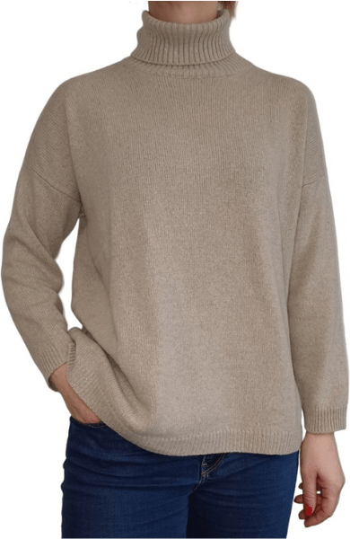 Lanaioli Cashmere Maglia Donna Over Collo Alto Cashmere Rigenerato
