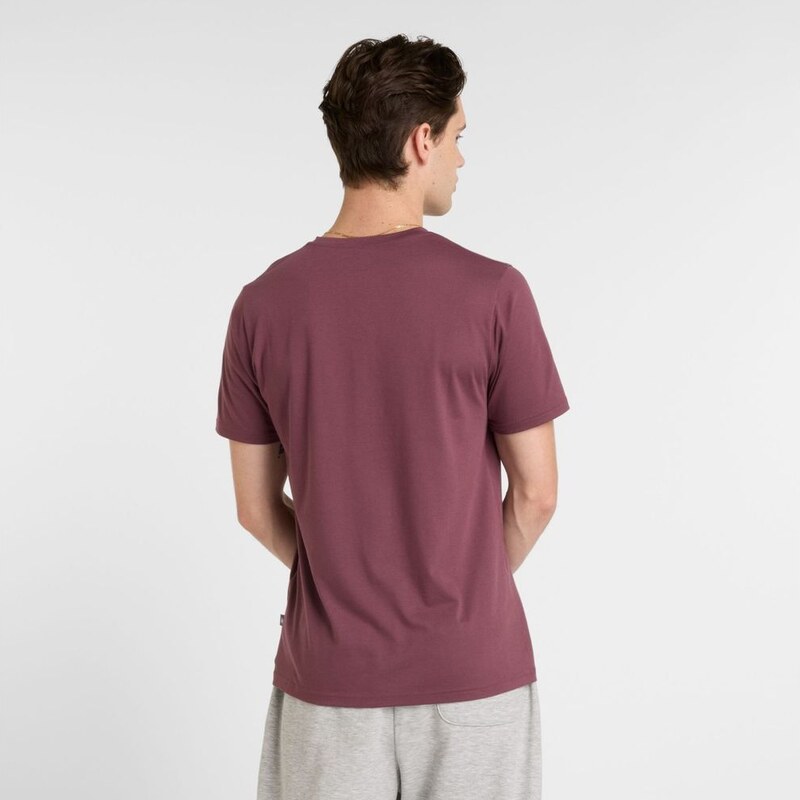 New Balance Uomo Heathertech Linear T-Shirt in Viola, Maglia di Poliestere, Taglia L