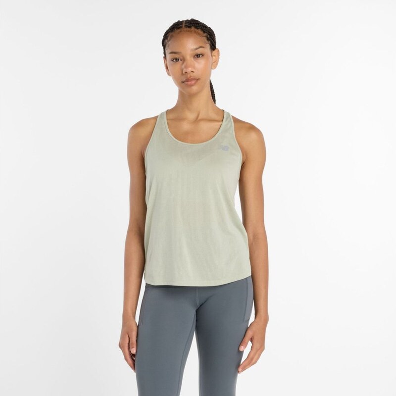 New Balance Donna RC Essential Tank in Verde, Maglia di Poliestere, Taglia L