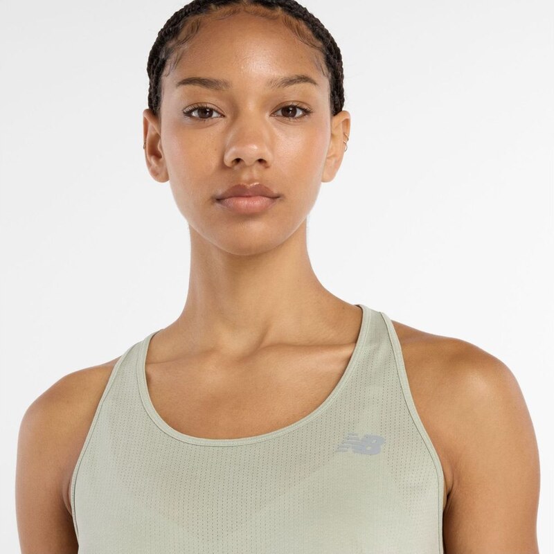 New Balance Donna RC Essential Tank in Verde, Maglia di Poliestere, Taglia L