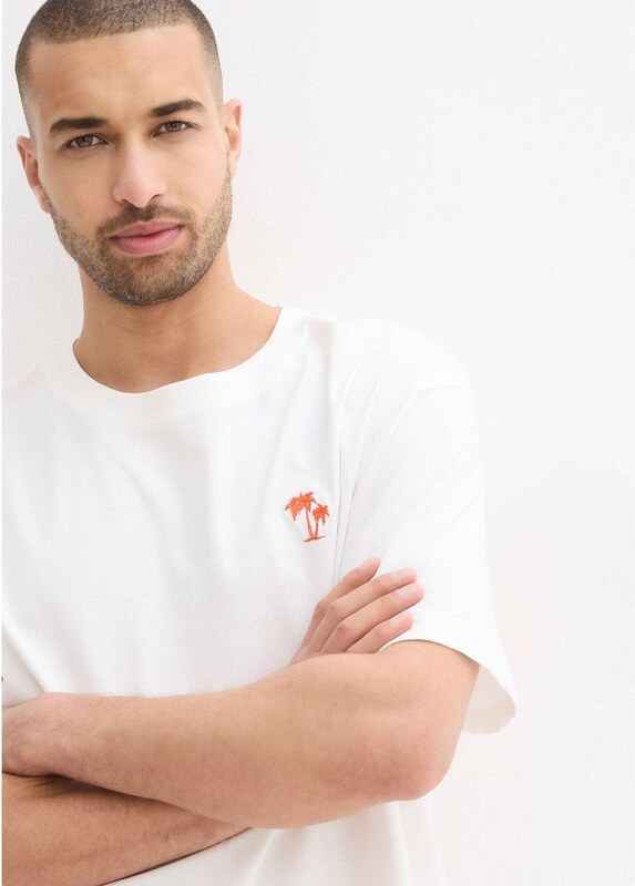 bonprix T-shirt con stampa dietro loose fit, Bianco, 100% cotone