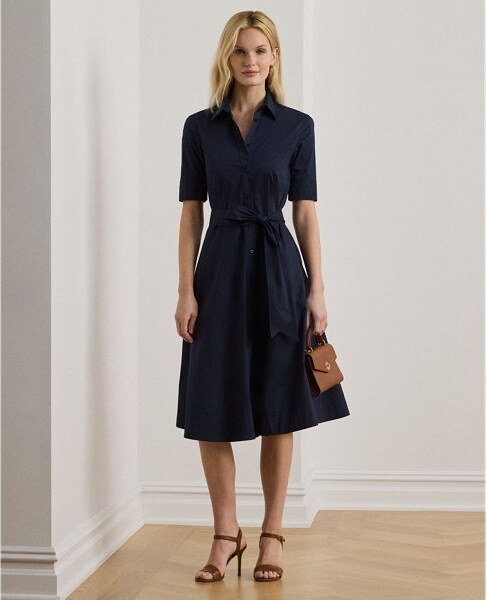 Ralph Lauren Petite Petite - Chemisier in misto cotone con cintura