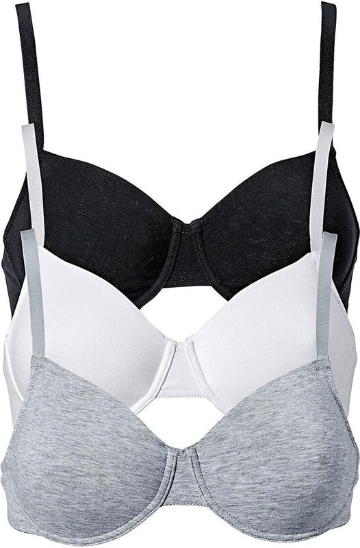 bonprix Reggiseno t-shirt con ferretto in cotone biologico (pacco da 3), Bianco