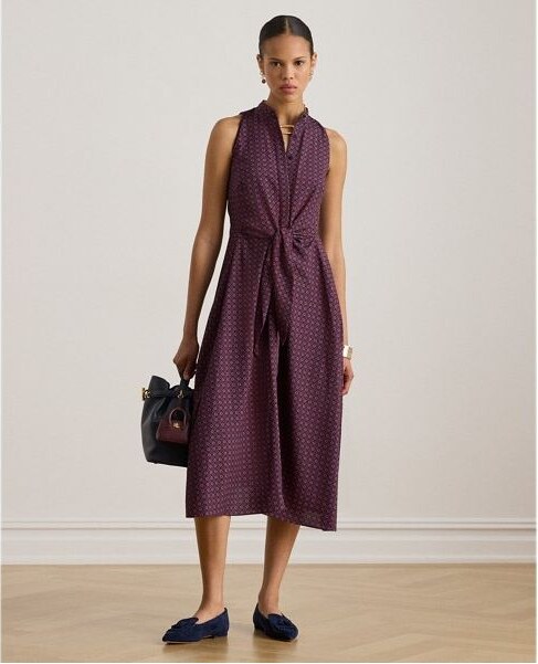 Lauren Ralph Lauren Abito in crêpe senza maniche con fiocco