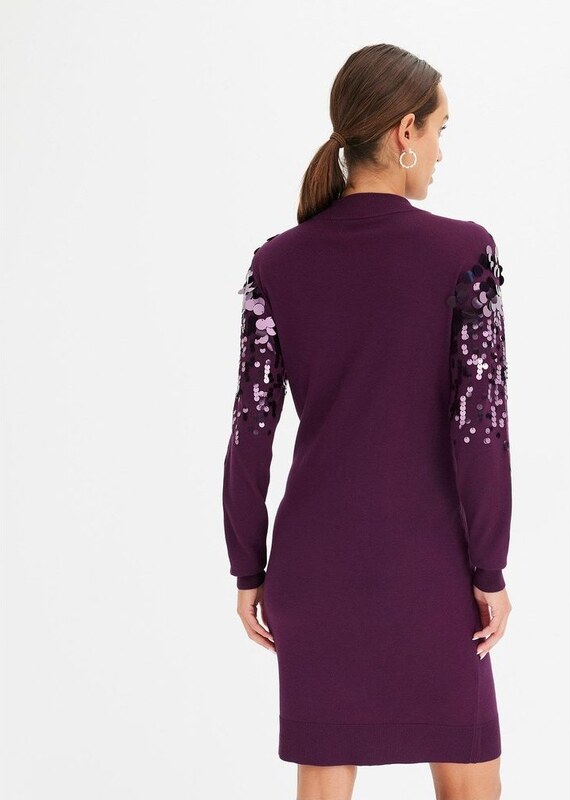 bonprix Abito in maglia con paillettes, viola