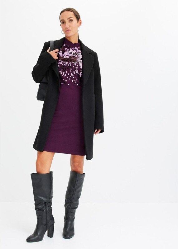 bonprix Abito in maglia con paillettes, viola