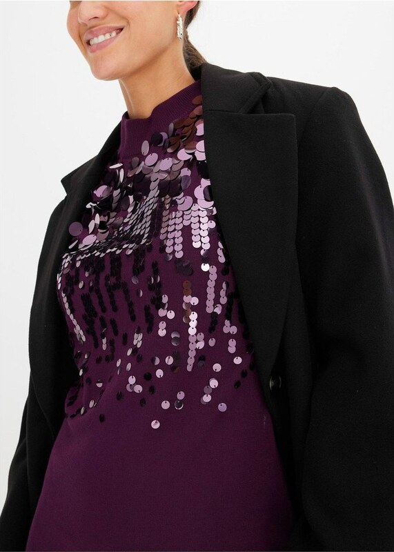 bonprix Abito in maglia con paillettes, viola